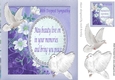 White Doves with lilac flowers with verse on card front 8x8 (sympathy)