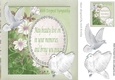 White Doves with green flowers with verse on card front 8x8 (sympathy)