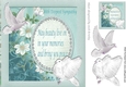 White Doves with turq flowers with verse on card front 8x8 (sympathy)
