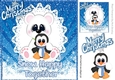 Snow Happy Together, cute polar bear & penguin 8x8 (blue)