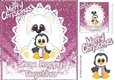 Snow Happy Together, cute polar bear & penguin 8x8 (pink)