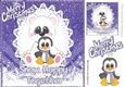 Snow Happy Together, cute polar bear & penguin 8x8 (purple)