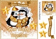 Cuddle Penguins snow happy together in gold snow frame 8x8