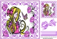 Birthday girl blond hair with roses and butterfly 8x8