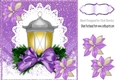 pretty Christmas lantern with purple bow & flowers 8x8