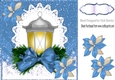 pretty Christmas lantern with blue bow & flowers 8x8