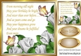 Pretty silver corner roses with verse & gold butterflies Card Front 8x8