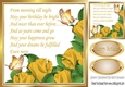 Pretty gold corner roses with verse & gold butterflies Card Front 8x8