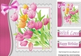 So Pretty! Painted pastel tulips with pink bow 8x8
