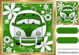 Toony Campervan in funky green flower 8x8 frame