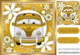 Toony Campervan in funky gold flower 8x8 frame