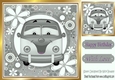 Toony Campervan in funky silver flower 8x8 frame