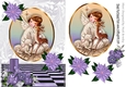 Sweet Angel with deer in glitter frame & lilac candle & poinsettias A5