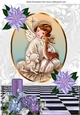 Sweet Angel with deer in glitter frame & lilac candle & poinsettias A4