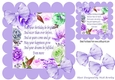Pretty scalloped frame of a mixture of roses & flowers & purple bows with verse 8x8
