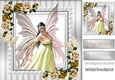 Beautiful fantasy Angel with gold roses and butterflies 8x8