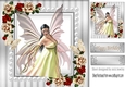 Beautiful fantasy Angel with red roses and butterflies 8x8