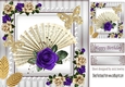Beautiful Script Fan with purple roses & butterflies 8x8