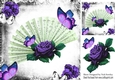 Pretty purple roses with fan & butterfliesin gothic 8x8 frame