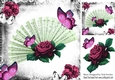Pretty pink roses with fan & butterfliesin gothic 8x8 frame