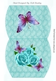 Pretty turq roses with purple butterflies on lace pillow box