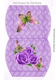 Pretty lilac roses with pink butterflies on lace pillow box