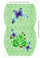 Pretty  roses with blue butterflies on lace pillow box