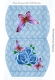Pretty  blue roses & pink butterflies on lace pillow box