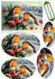 two lovely little robins with a  prettysnow village oval pyramids