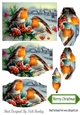 two lovely little robins with a  prettysnow village bracket pyramids pyramids