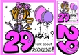 Birthday Girl! I am 29 Again, in pink with champers 8x8 