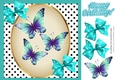 Turq polkadot Bows with butterflies 8x8
