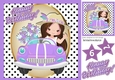 Birthday girl in purple car with flowers in polkadots 8x8
