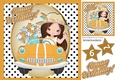 Birthday girl in gold car with flowers in polkadots 8x8