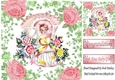 Sweet Baby Girl in a Bassinet with roses 8x8