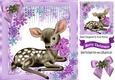 Cute Deer in lilac bow with icicles 8x8