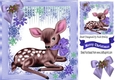 Cute Deer in purple bow with icicles 8x8