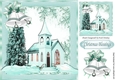 Christmas Blessings with church & turq bells 8x8