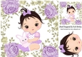 sweet baby girl with her bunny in lilac rose frame 8x8