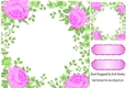 Pretty cerise rose and leaf card front 8x8