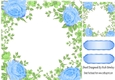 Pretty blue rose and leaf card front 8x8