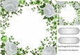 Pretty silver rose and leaf card front 8x8