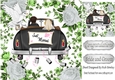 BRIDE & GROOM in wedding car with silver rose frame 8x8