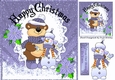 Best of Snow friends cute snowman with bear (purple poinsettias) 8x8