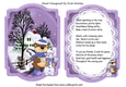 Christmas snow scene bear & snowman purple bracket card/verse