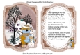 Christmas snow scene bear & snowman brown bracket card/verse