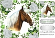 Pretty palomino Horse with silver roses & butterflies 8x8