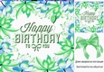 Pretty green and blue flower birthday frame 8x8