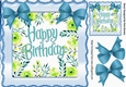 Pretty floral scalloped frame with corner blue bows