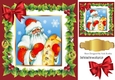 Lovely vintage santa with his list in holly frame with bow 8x8